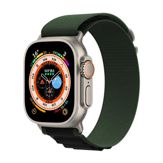 For Apple Watch 46mm / 49mm / 45mm / 44mm Kalebol Aline Nylon Loop Watch Band(Green+Black) by Kalebol