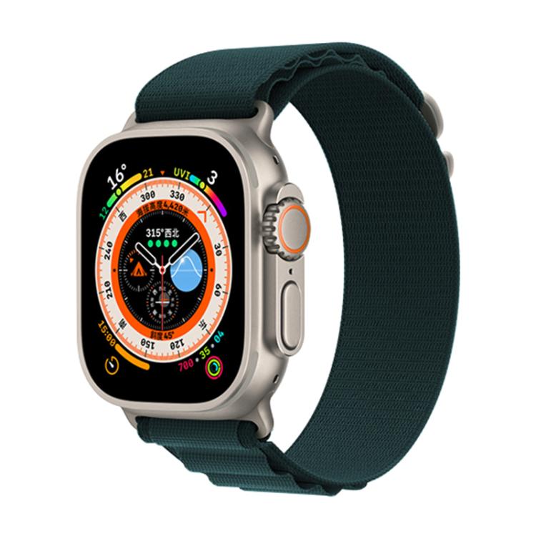 For Apple Watch 46mm / 49mm / 45mm / 44mm Kalebol Aline Nylon Loop Watch Band(Dark Green) by Kalebol
