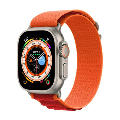 For Apple Watch 46mm / 49mm / 45mm / 44mm Kalebol Aline Nylon Loop Watch Band(Orange+Red) by Kalebol