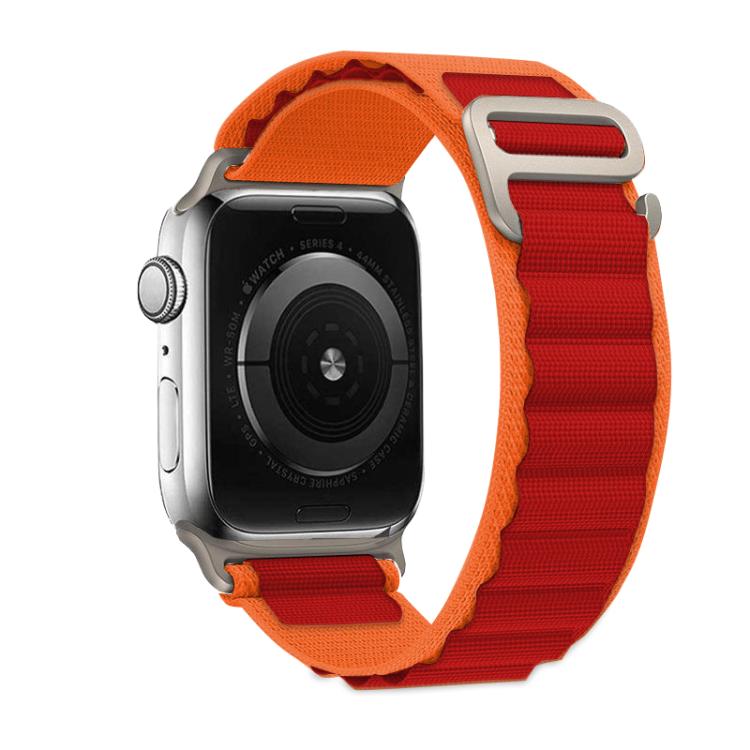 For Apple Watch 46mm / 49mm / 45mm / 44mm Kalebol Aline Nylon Loop Watch Band(Orange+Red) by Kalebol