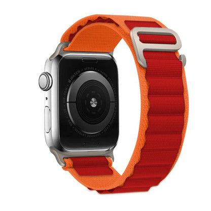 For Apple Watch 46mm / 49mm / 45mm / 44mm Kalebol Aline Nylon Loop Watch Band(Orange+Red) by Kalebol