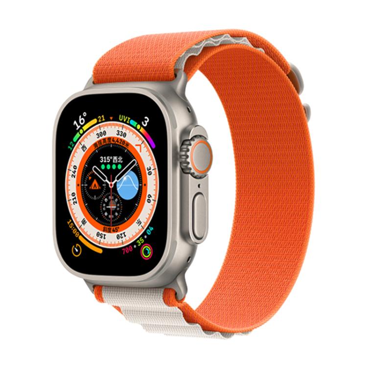 For Apple Watch 46mm / 49mm / 45mm / 44mm Kalebol Aline Nylon Loop Watch Band(Orange+White) by Kalebol