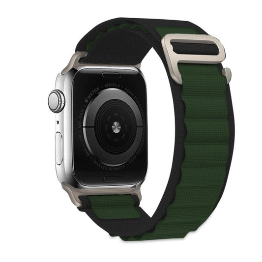 For Apple Watch 42mm / 41mm / 40mm / 38mm Kalebol Aline Nylon Loop Watch Band(Green+Black) by Kalebol