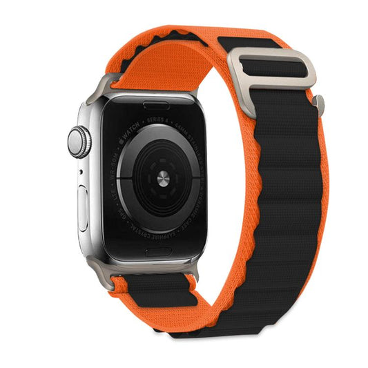 For Apple Watch 42mm / 41mm / 40mm / 38mm Kalebol Aline Nylon Loop Watch Band(Orange+Black) by Kalebol