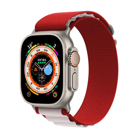 For Apple Watch 42mm / 41mm / 40mm / 38mm Kalebol Aline Nylon Loop Watch Band(Red+White) by Kalebol