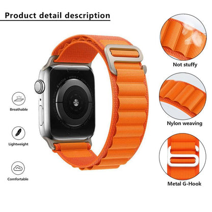 For Apple Watch 46mm / 49mm / 45mm / 44mm Kalebol Aline Nylon Loop Watch Band(Orange+Red) by Kalebol