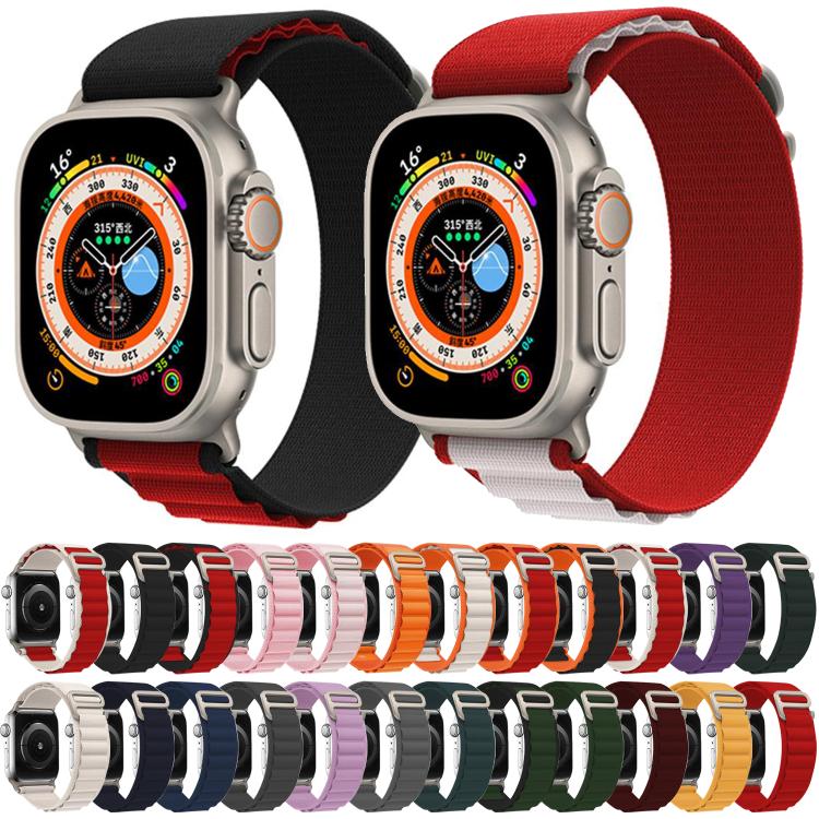 For Apple Watch 46mm / 49mm / 45mm / 44mm Kalebol Aline Nylon Loop Watch Band(Orange+Red) by Kalebol