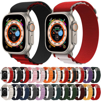 For Apple Watch 46mm / 49mm / 45mm / 44mm Kalebol Aline Nylon Loop Watch Band(Orange+Red) by Kalebol