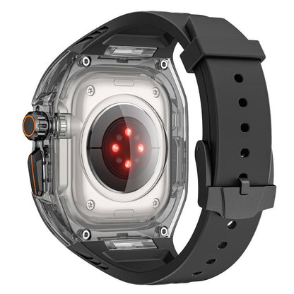 For Apple Watch 46mm / 45mm / 44mm / 42mm Kalebol Glacier Integrated Transparent Silicone Strap(Black Transparent Black) by Kalebol