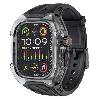 For Apple Watch 42mm / 41mm / 40mm / 38mm Kalebol Glacier Integrated Transparent Silicone Strap(Black Transparent Black) by Kalebol