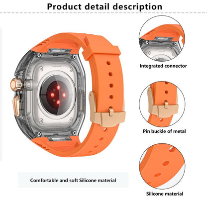 For Apple Watch 42mm / 41mm / 40mm / 38mm Kalebol Glacier Integrated Transparent Silicone Strap(Orange Transparent Black) by Kalebol