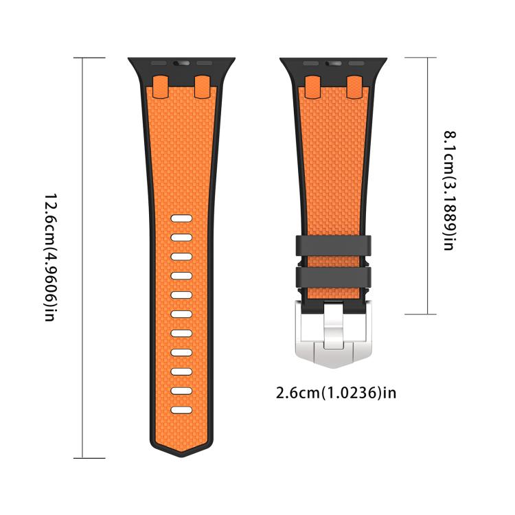 For Apple Watch 46mm / 49mm / 45mm / 44mm Kalebol Farmhouse Oak Silicone Strap(Black + Orange) by Kalebol