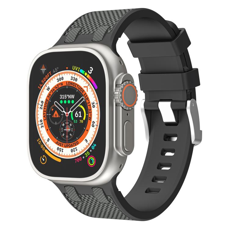For Apple Watch 46mm / 49mm / 45mm / 44mm Kalebol Farmhouse Oak Silicone Strap(Black + Coal Grey) by Kalebol