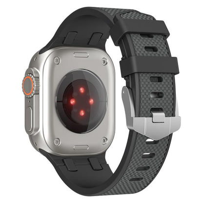 For Apple Watch 46mm / 49mm / 45mm / 44mm Kalebol Farmhouse Oak Silicone Strap(Black + Coal Grey) by Kalebol
