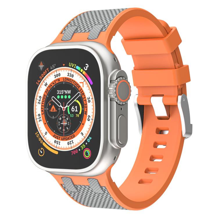 For Apple Watch 42mm / 41mm / 40mm / 38mm Kalebol Farmhouse Oak Silicone Strap(Orange + Grey) by Kalebol