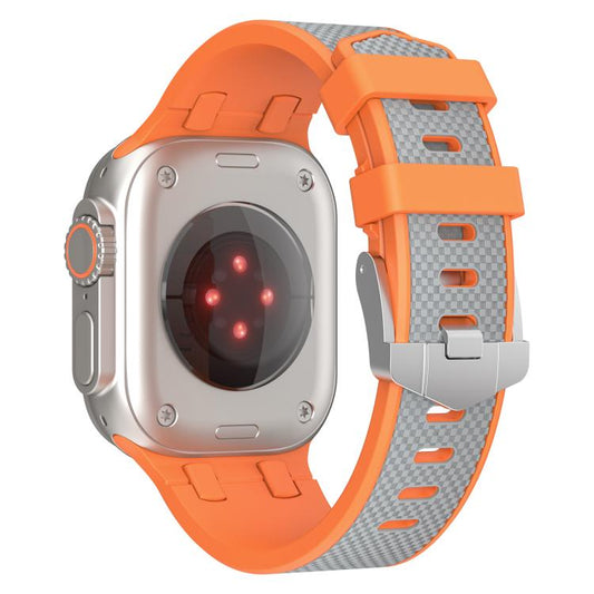 For Apple Watch 42mm / 41mm / 40mm / 38mm Kalebol Farmhouse Oak Silicone Strap(Orange + Grey) by Kalebol