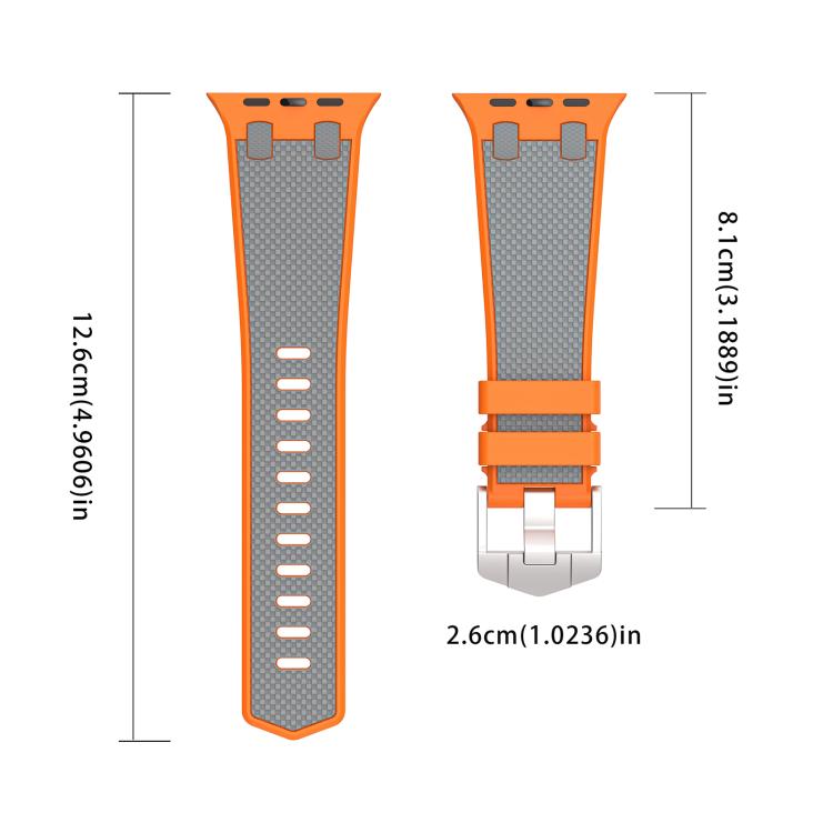 For Apple Watch 42mm / 41mm / 40mm / 38mm Kalebol Farmhouse Oak Silicone Strap(Orange + Grey) by Kalebol