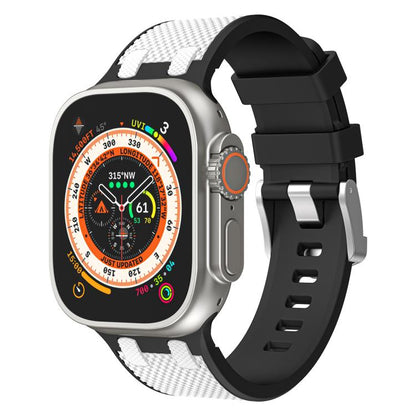 For Apple Watch 42mm / 41mm / 40mm / 38mm Kalebol Farmhouse Oak Silicone Strap(Black + White) by Kalebol