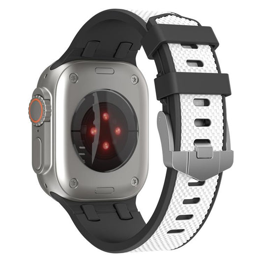 For Apple Watch 42mm / 41mm / 40mm / 38mm Kalebol Farmhouse Oak Silicone Strap(Black + White) by Kalebol