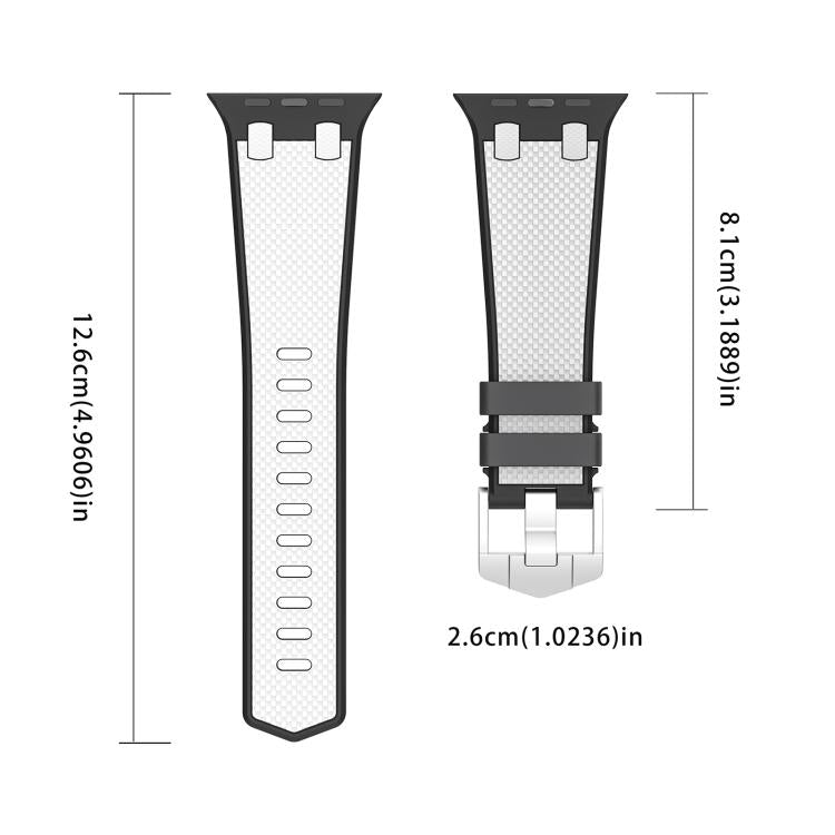 For Apple Watch 42mm / 41mm / 40mm / 38mm Kalebol Farmhouse Oak Silicone Strap(Black + White) by Kalebol