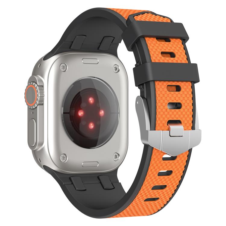 For Apple Watch 42mm / 41mm / 40mm / 38mm Kalebol Farmhouse Oak Silicone Strap(Black + Orange) by Kalebol
