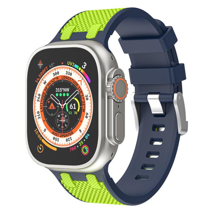 For Apple Watch 42mm / 41mm / 40mm / 38mm Kalebol Farmhouse Oak Silicone Strap(Blue + Lime Green) by Kalebol