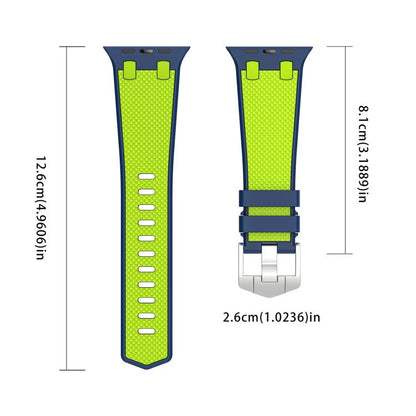 For Apple Watch 42mm / 41mm / 40mm / 38mm Kalebol Farmhouse Oak Silicone Strap(Blue + Lime Green) by Kalebol