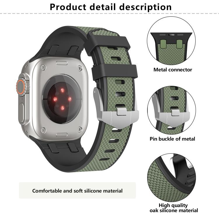 For Apple Watch 46mm / 49mm / 45mm / 44mm Kalebol Farmhouse Oak Silicone Strap(Orange + Grey) by Kalebol