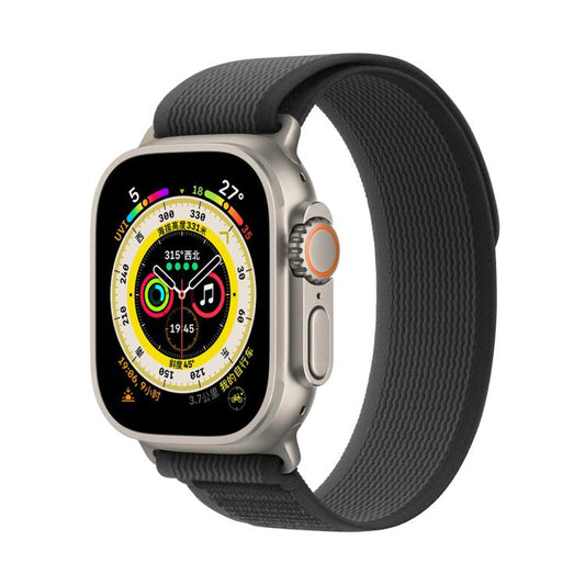 For Apple Watch 46mm / 49mm / 45mm / 44mm Kalebol Wild Track Loop Nylon Watch Band(Black+Grey) by Kalebol