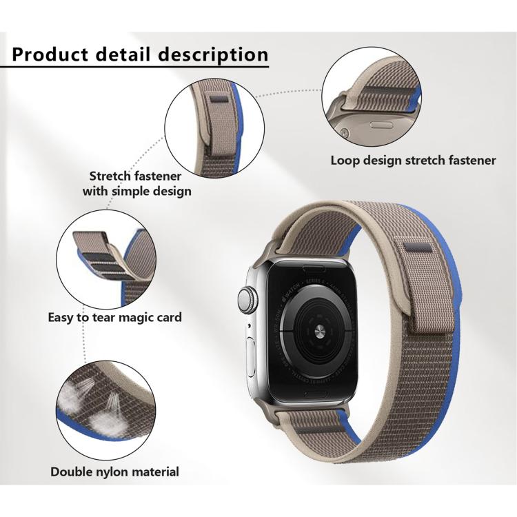 For Apple Watch 46mm / 49mm / 45mm / 44mm Kalebol Wild Track Loop Nylon Watch Band(Blue+Grey) by Kalebol
