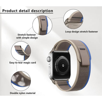 For Apple Watch 46mm / 49mm / 45mm / 44mm Kalebol Wild Track Loop Nylon Watch Band(Blue+Grey) by Kalebol