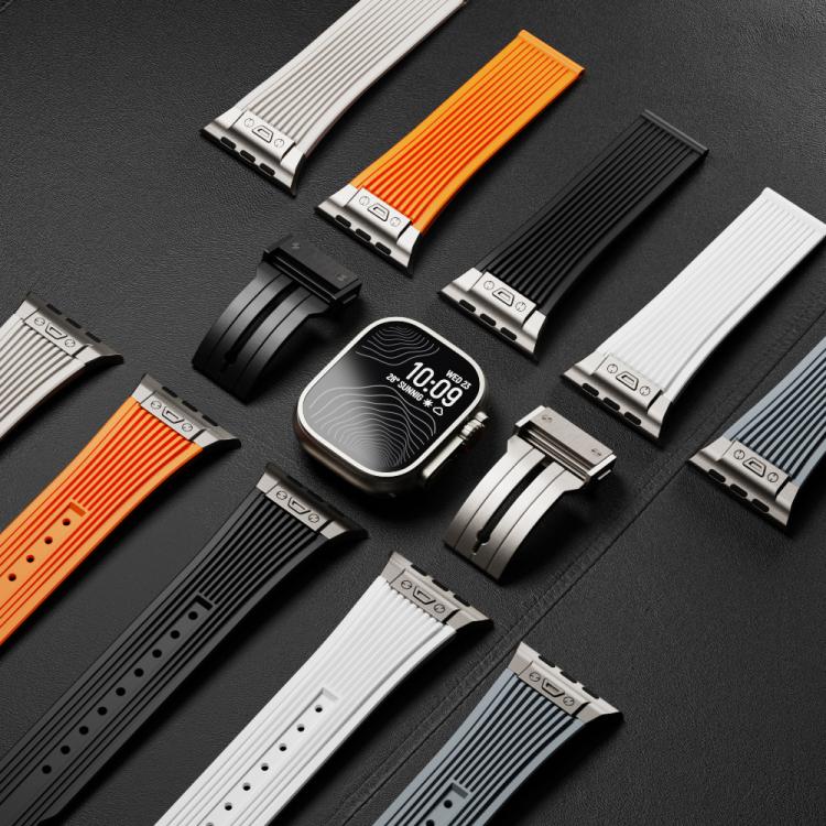 For Apple Watch 42mm / 41mm / 40mm / 38mm Kalebol High Elasticity L-shaped Nail Silicone Strap(Orange) by Kalebol