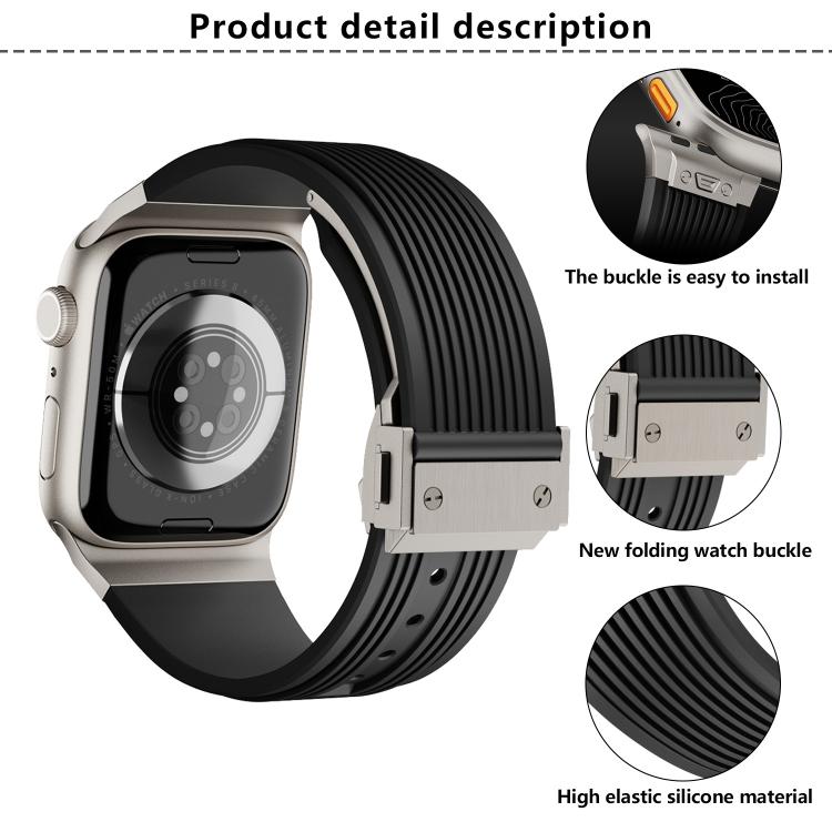 For Apple Watch 46mm / 49mm / 45mm / 44mm Kalebol High Elasticity L-shaped Nail Silicone Strap(Space Grey) by Kalebol