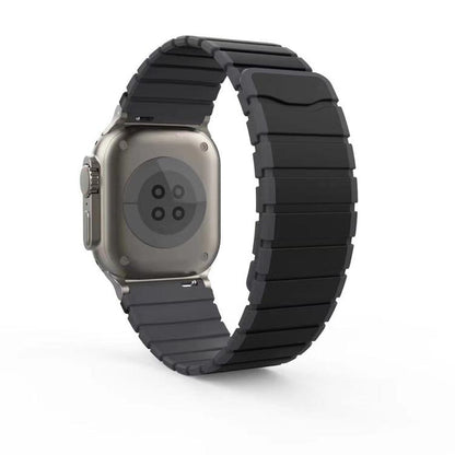 For Apple Watch 46mm / 49mm / 45mm / 44mm Kalebol Magnetic Silicone Strap(Black Grey) by Kalebol