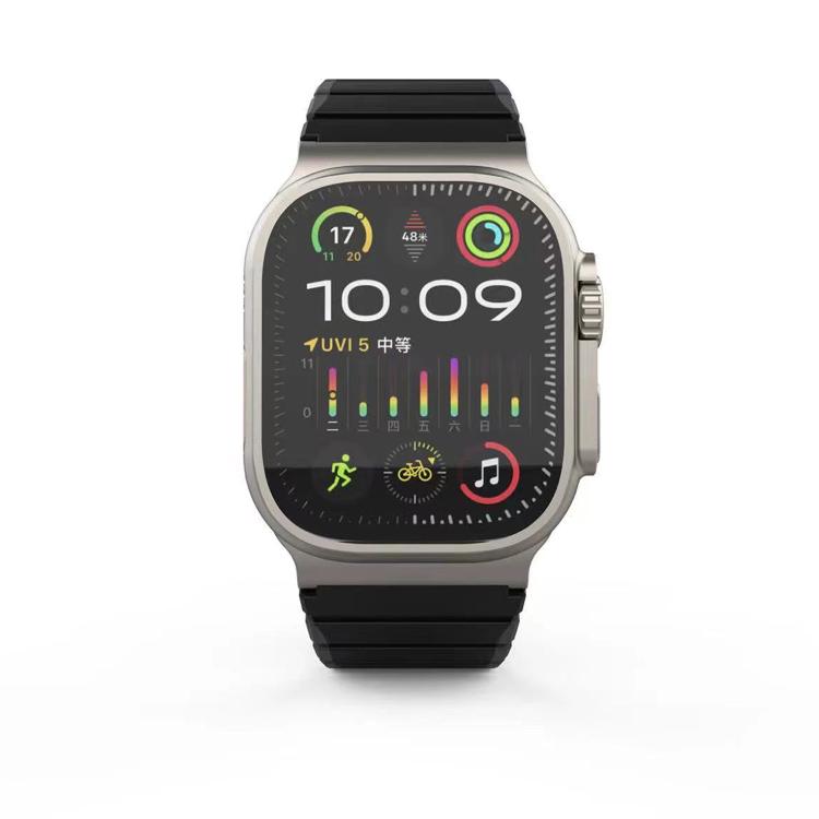 For Apple Watch 46mm / 49mm / 45mm / 44mm Kalebol Magnetic Silicone Strap(Black Grey) by Kalebol