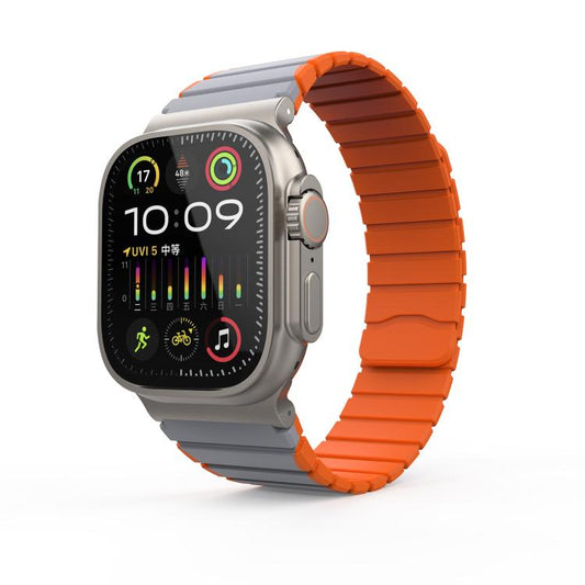 For Apple Watch 42mm / 41mm / 40mm / 38mm Kalebol Magnetic Silicone Strap(Grey Orange) by Kalebol