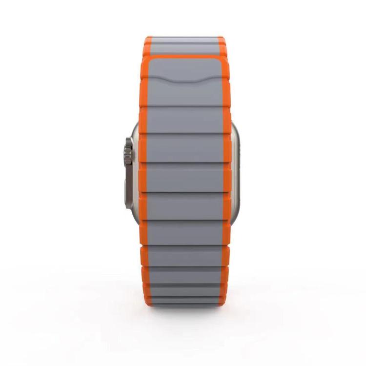 For Apple Watch 42mm / 41mm / 40mm / 38mm Kalebol Magnetic Silicone Strap(Grey Orange) by Kalebol