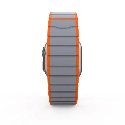 For Apple Watch 42mm / 41mm / 40mm / 38mm Kalebol Magnetic Silicone Strap(Grey Orange) by Kalebol