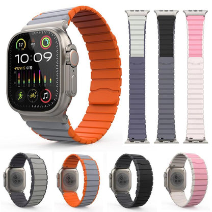 For Apple Watch 46mm / 49mm / 45mm / 44mm Kalebol Magnetic Silicone Strap(Black Grey) by Kalebol