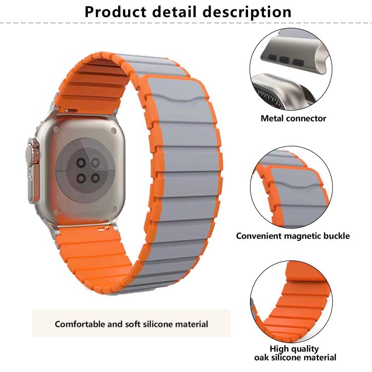 For Apple Watch 42mm / 41mm / 40mm / 38mm Kalebol Magnetic Silicone Strap(Black Grey) by Kalebol