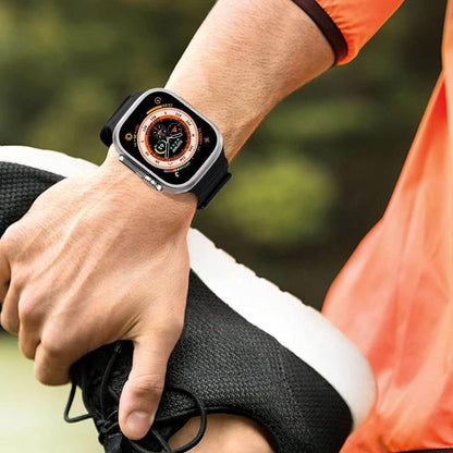 For Apple Watch 46mm / 49mm / 45mm / 44mm Kalebol Magnetic Silicone Strap(Grey Orange) by Kalebol