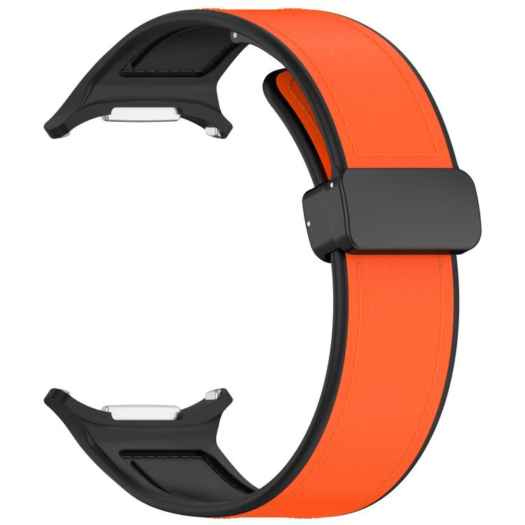 For Samsung Galaxy Watch Ultra 47mm / Ultra 2025 Kalebol Composite Silicone Folding Magnetic Buckle Watch Band(Orange) by Kalebol