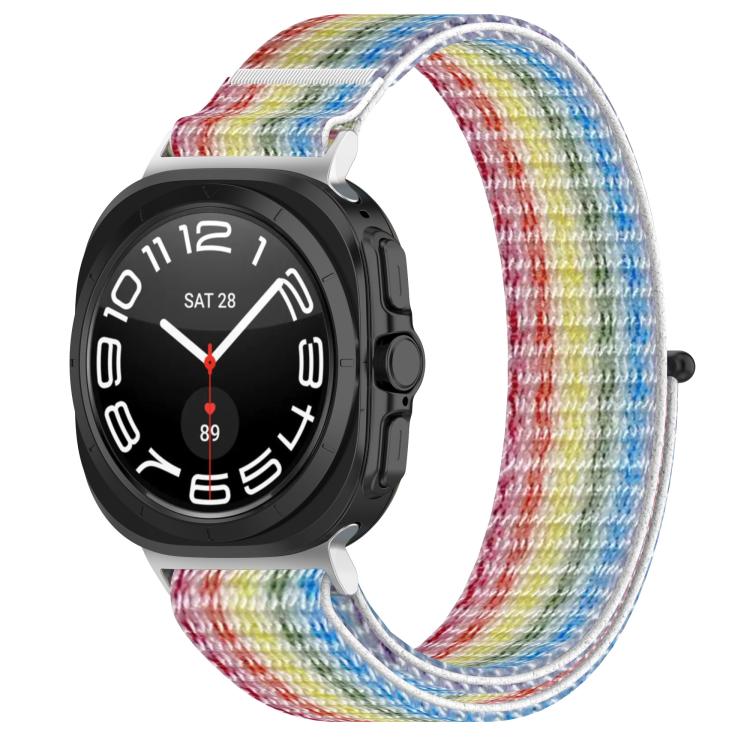 For Samsung Galaxy Watch Ultra 47mm / Ultra 2025 Kalebol Hook and Loop Fastener Nylon Braided Watch Band(Rainbow) by Kalebol