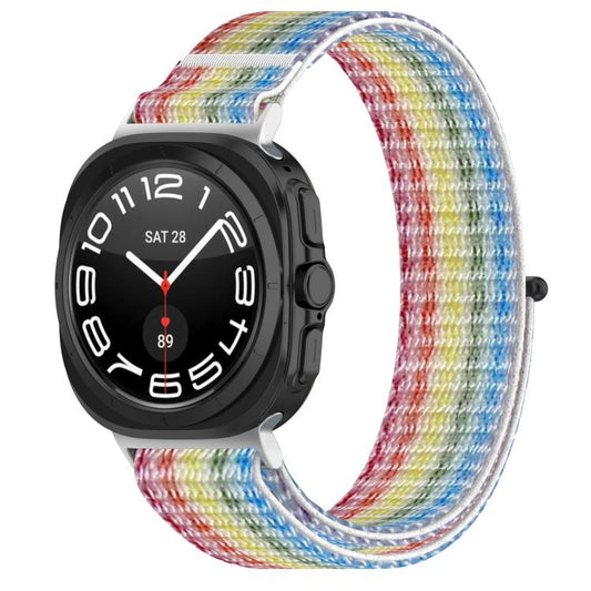 For Samsung Galaxy Watch Ultra 47mm / Ultra 2025 Kalebol Hook and Loop Fastener Nylon Braided Watch Band(Rainbow) by Kalebol