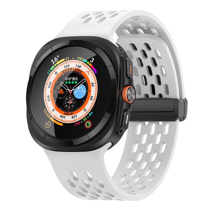 For Samsung Galaxy Watch Ultra 47mm / Ultra 2025 Kalebol Porous Silicone Magnetic Watch Band(White) by Kalebol