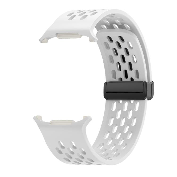 For Samsung Galaxy Watch Ultra 47mm / Ultra 2025 Kalebol Porous Silicone Magnetic Watch Band(White) by Kalebol