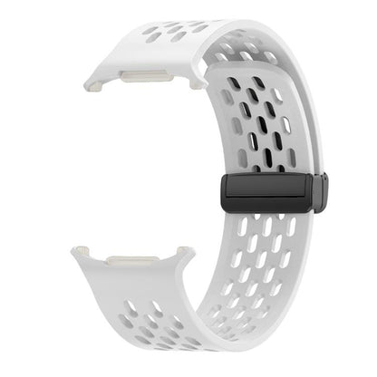For Samsung Galaxy Watch Ultra 47mm / Ultra 2025 Kalebol Porous Silicone Magnetic Watch Band(White) by Kalebol