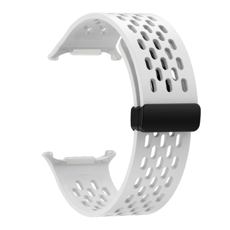 For Samsung Galaxy Watch Ultra 47mm / Ultra 2025 Kalebol Porous Silicone Magnetic Watch Band(White) by Kalebol