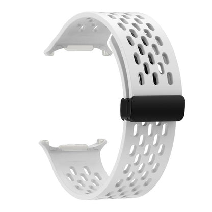 For Samsung Galaxy Watch Ultra 47mm / Ultra 2025 Kalebol Porous Silicone Magnetic Watch Band(White) by Kalebol
