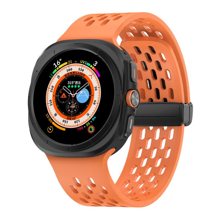For Samsung Galaxy Watch Ultra 47mm / Ultra 2025 Kalebol Porous Silicone Magnetic Watch Band(Orange) by Kalebol
